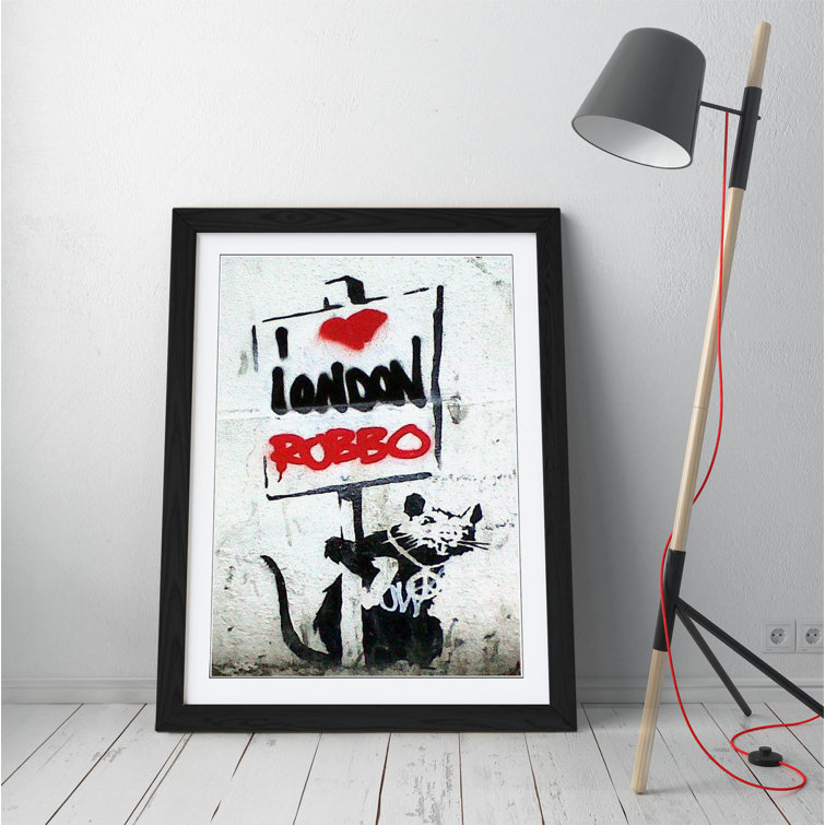 Maturi Banksy I Love London Robbo Red Framed Wall Wayfair.co.uk